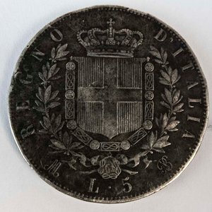 Moneda de Plata Italiana 5 Liras Vittorio Emanuele II - 1874 - imagen 2