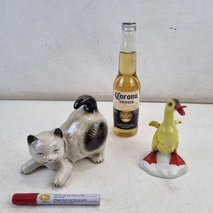 Conjunto de Adornos de Porcelana: Gato y Patito Esmaltado - imagen 2