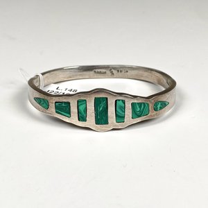 Pulsera Rígida de Plata con Malaquita - imagen 2