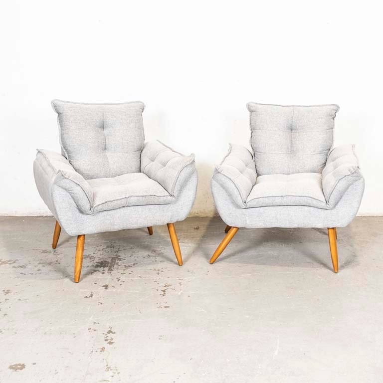 Lote anterior: Sillones estilo nórdicos tapizados en tela gris capitonada