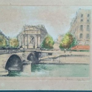 Lote siguiente: vista urbana de París, específicamente el Pont Saint-Michel CHARLES LUCIEN MOULIN