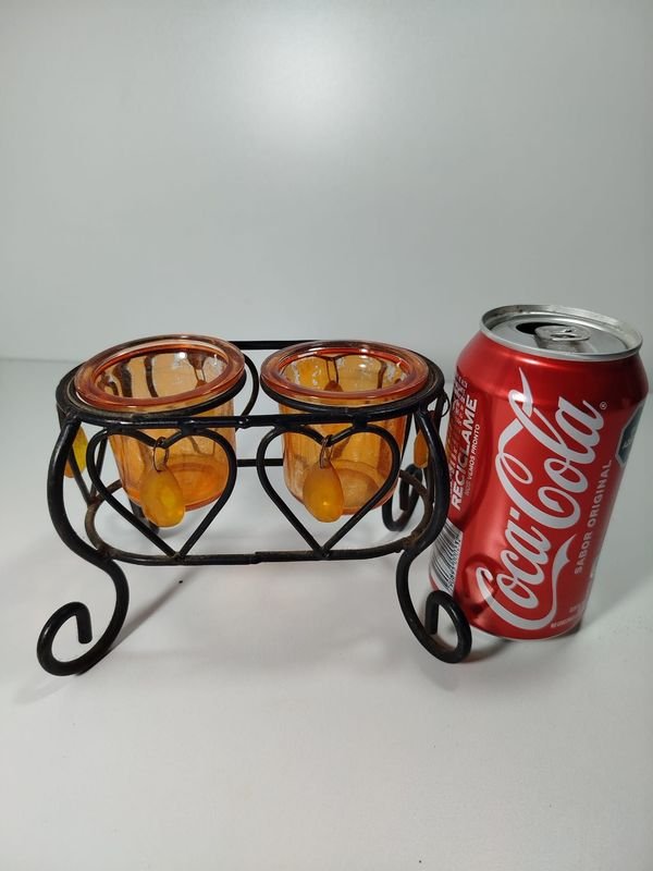 Vasijas de vidrio con soporte metálico - imagen 2