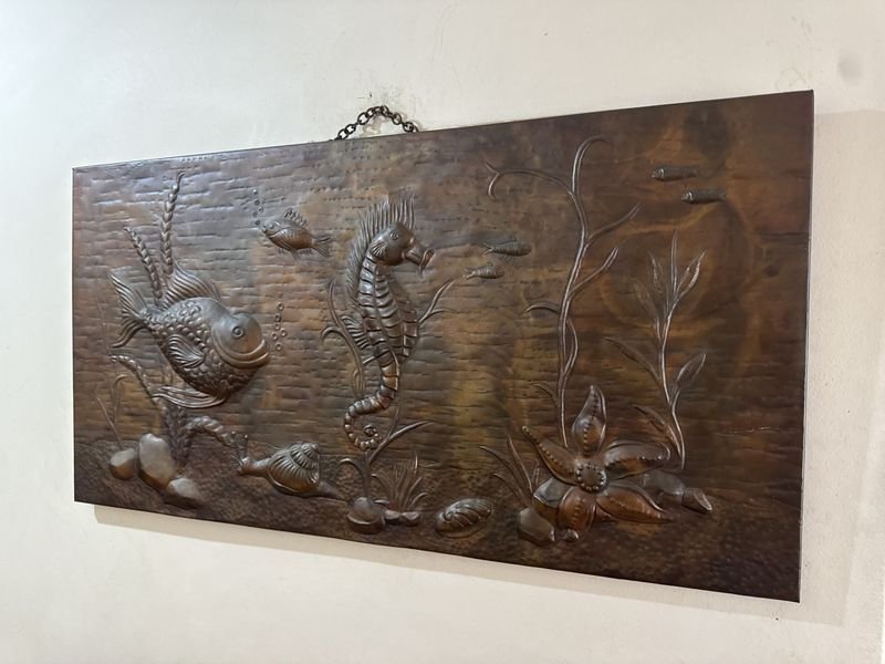 Cuadro en cobre con fauna marina en relieve - imagen 2