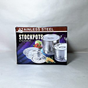 Juego de 5 Cacerolas Vaporeras de Acero Inoxidable con Tapas - Nuevas en Caja - imagen 4