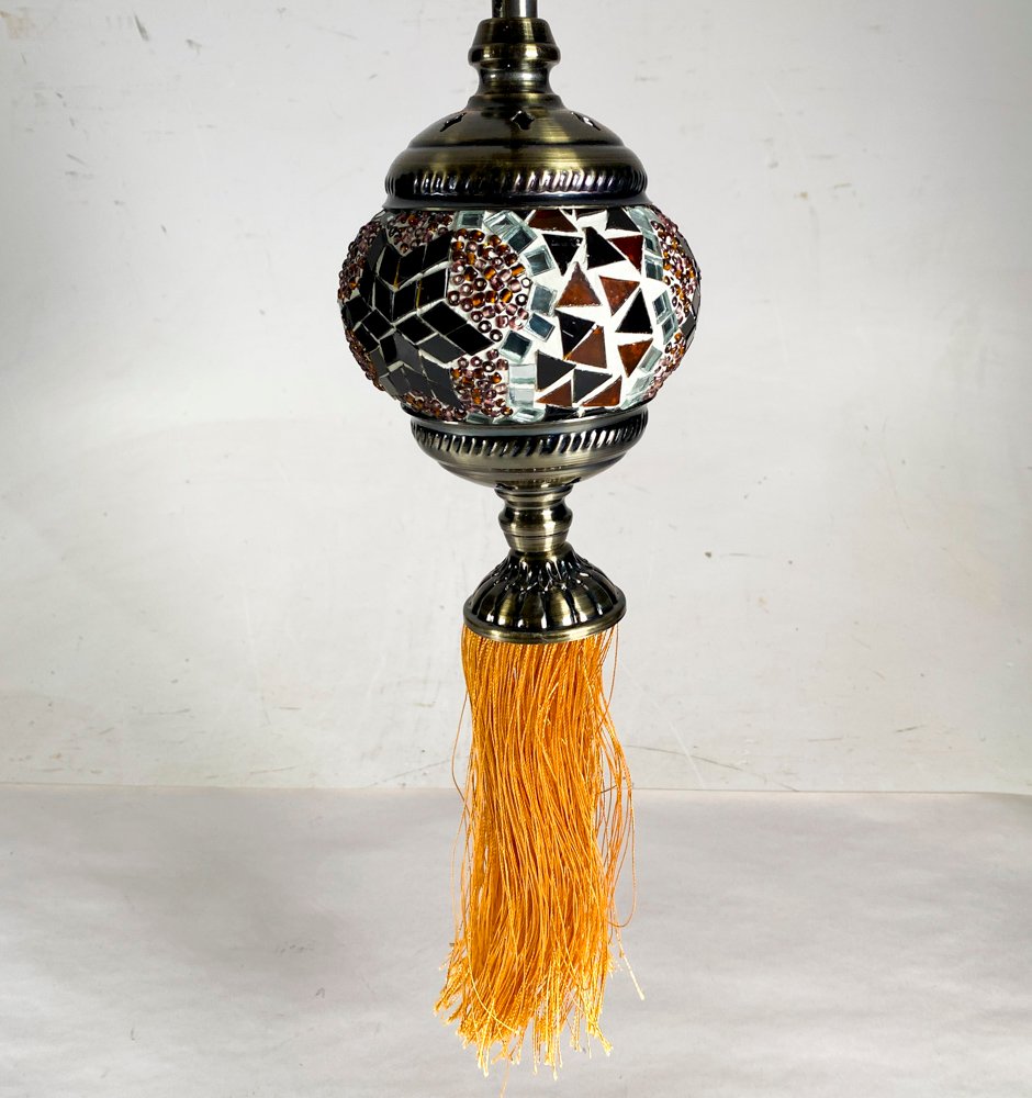 Colgante de Techo Turco con Mosaico y Borla Naranja