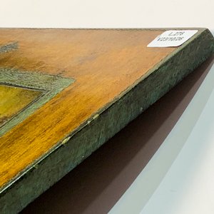 Cuadro Lámina "Dama Leyendo y Niños" Sobre Tabla Dorado 40x34 cm - imagen 3