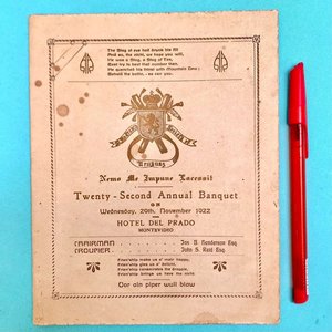 Menú y Programa Antiguo Banquete Sociedad de San Andrés Uruguay 1922 - imagen 1