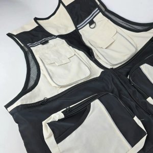 Chaleco de Pesca Talle XXXL Negro y Beige con Múltiples Bolsillos - imagen 2