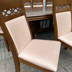Juego de Comedor de Madera: Mesa Extensible y 10 Sillas Tapizadas Beige - imagen 17