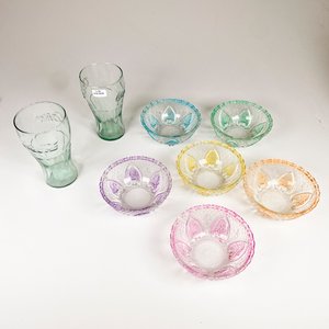 Set de 8 Piezas: Vasos Coca-Cola y Compoteras de Vidrio Multicolor - imagen 2