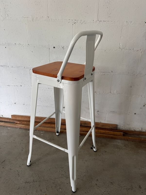 Sillas Altas de Metal con Asiento de Madera - imagen 2