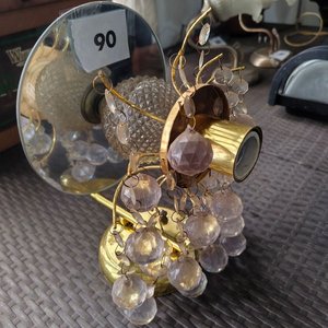 Lámpara de Bronce con Espejo Oval y Caireles de Vidrio - imagen 3