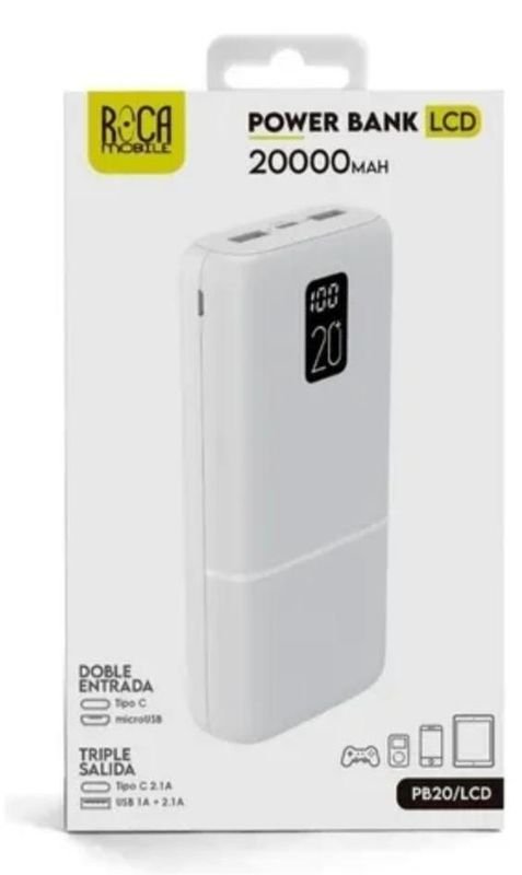 Cargador Portátil Power Bank Roca 20000 Mah Con Lcd 2 Usb - imagen 5