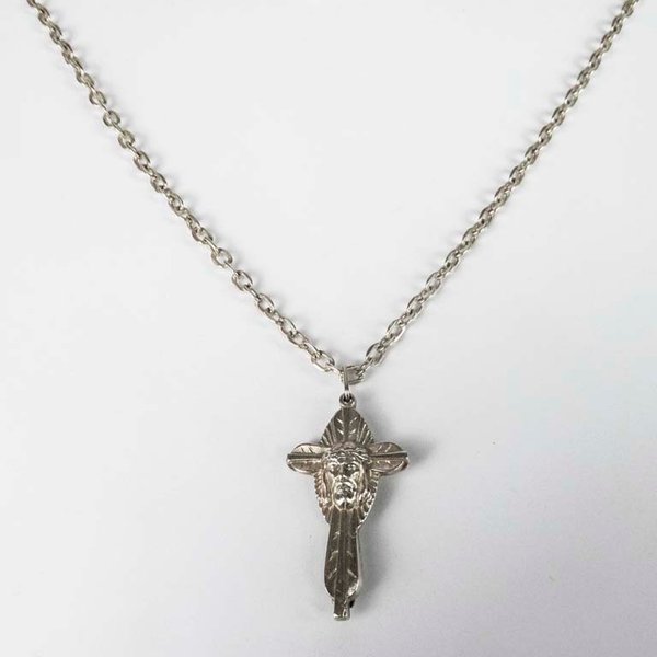 Cadena con Cruz de Plata y Rostro de Jesús