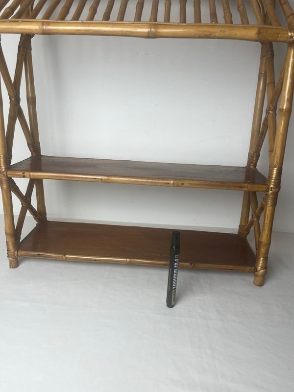 Repisa de bambú con estantes de madera - imagen 2