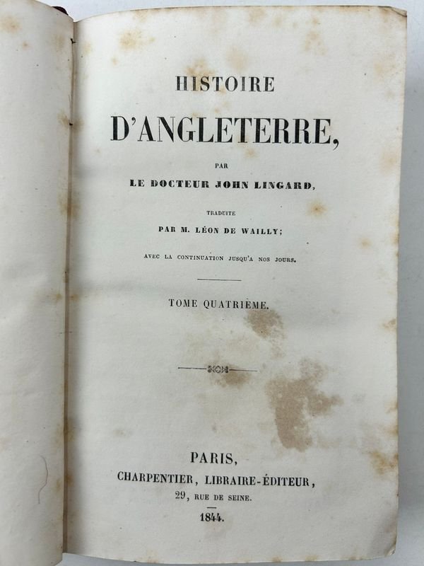Colección de 6 tomos de la Histoire d'Angleterre de Lingard - imagen 4