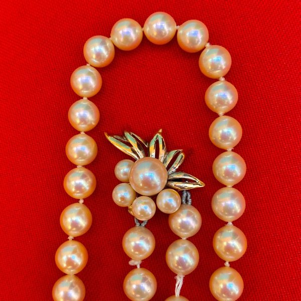 Collar de perlas con broche en plata y muy buen enchapado - imagen 6