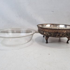 Fuente de Vidrio con Soporte Metálico Plateado Ornamental - imagen 4