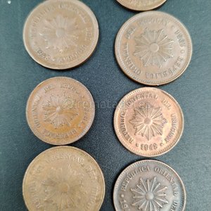 Lote de 10 Monedas de Uruguay: 5 x 5 Centésimos y 5 x 2 Centésimos - imagen 2