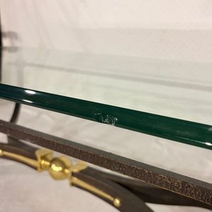 Mesa de Centro Clásica: Hierro Forjado, Bronce y Vidrio Biselado - imagen 2