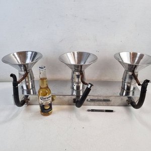 Antiguo Juego de Bocinas de Aire Náuticas Triples sobre Base Cromada - imagen 2