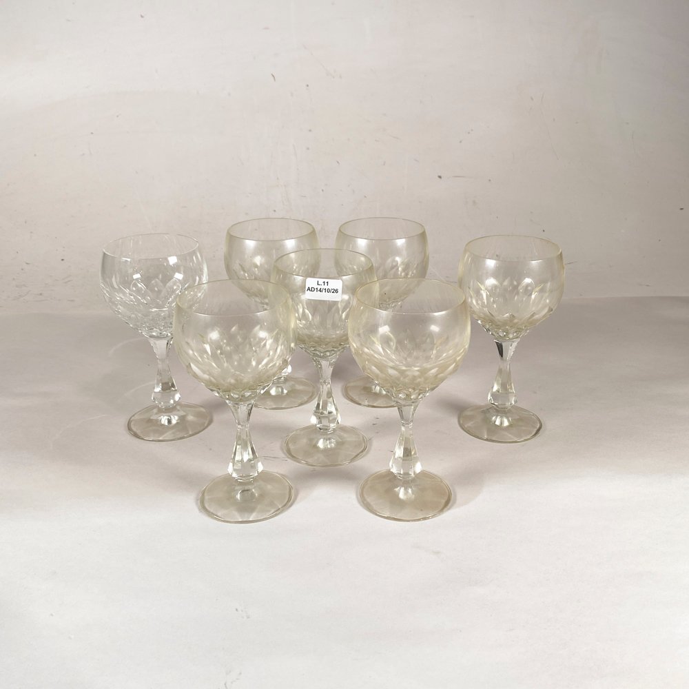 Set de 7 Copas de Cristal Hialino Tallado