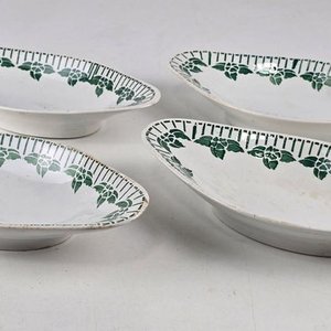 4 Pequeñas Bandejas Ovaladas Sarreguemines con Borde Verde - imagen 2