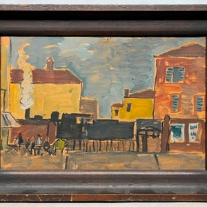 Oleo "Escena de Ciudad" de Augusto Torres - 23 x 35 cm - imagen 2