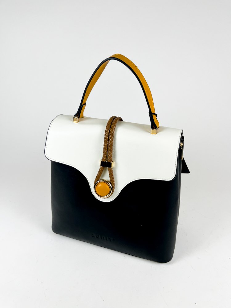 Mochila-Cartera para Dama Zenit, Negro y Blanco