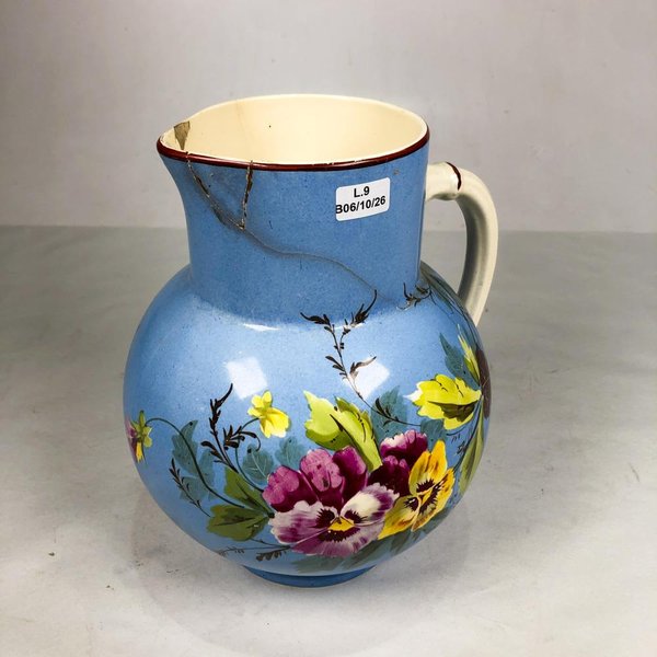 Jarra de Porcelana Celeste con Flores - 27 cm - imagen 1
