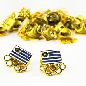 Lote de 2 Pines con Diseño de Bandera Uruguaya y Cadena Dorada - imagen 2