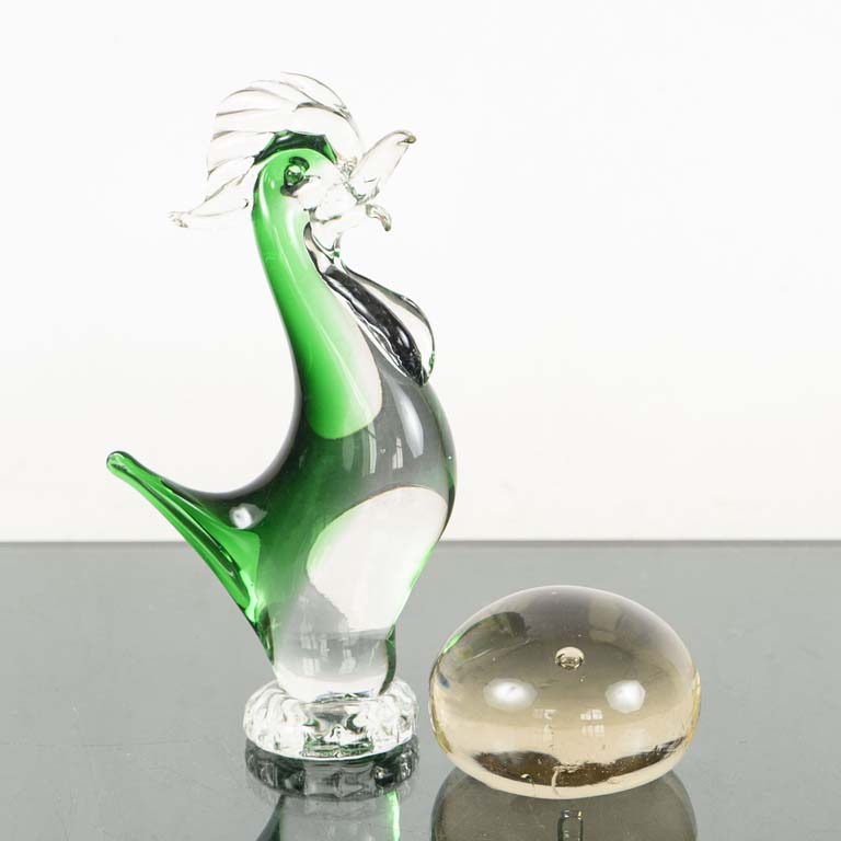 Lote anterior: Figura de vidrio gallo y pisapapel de vidrio - Medidas: Gallo: 11x21cm