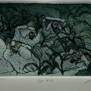 Lote siguiente: Grabado "Plagas de Egipto, el granizo" de Luis A. Solari (1983)