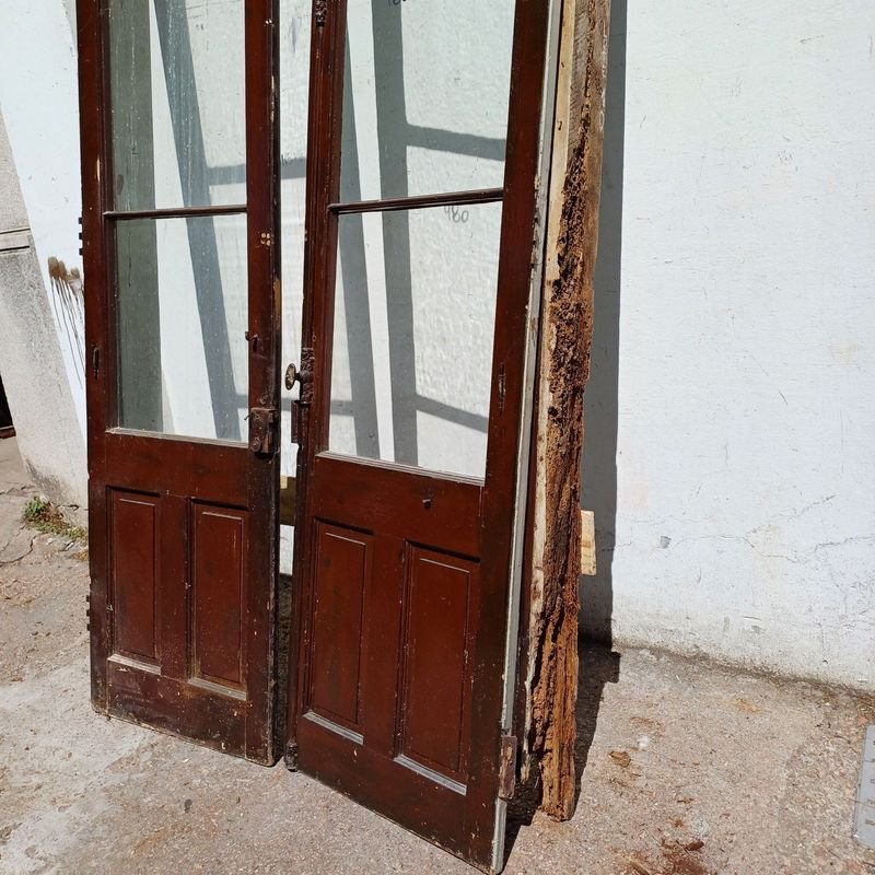 Puerta de cedro con vidrio y marco, excelente condición - imagen 2