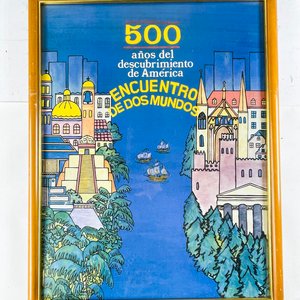 Dos Cuadros Afiche "Encuentro de Dos Mundos" 58 x 44 cm - imagen 3