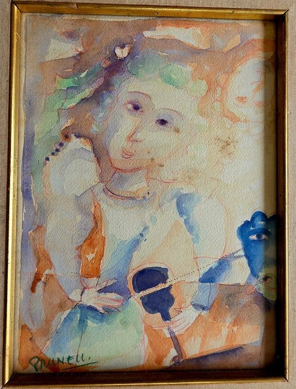 Cuadro al Agua Fuerte Carlos Prunell 28 x 21 cm