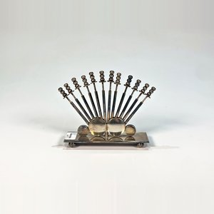 Doce Pinchos para Copetín Art Déco "Eberle" de Metal con Soporte - imagen 2