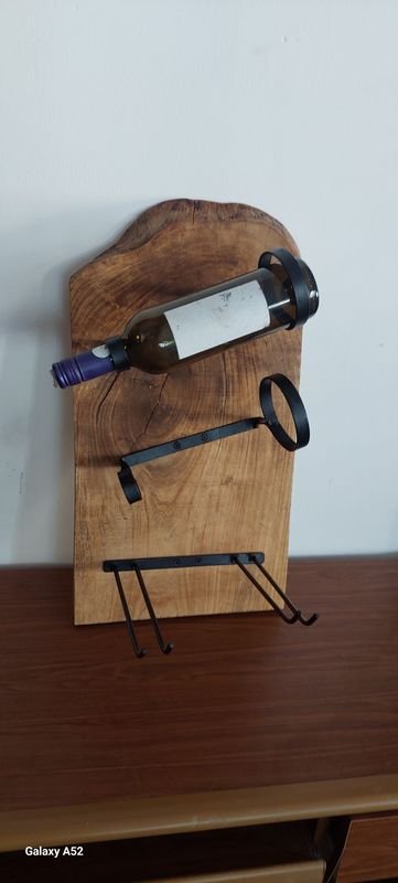 Estante para vinos y copas en madera y hierro - imagen 8