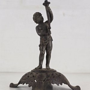 Lote siguiente: Antigua Base de Lámpara de Bronce con Figura de Cupido