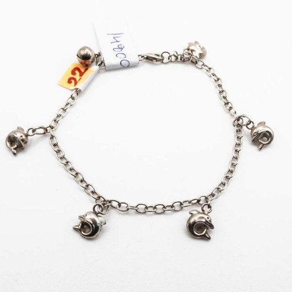 Pulsera de Plata con Dijes de Delfines - 20cm - imagen 1