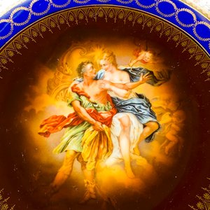 Plato de porcelana Viejo Viena, escena romántica diámetro 34 cm - imagen 3