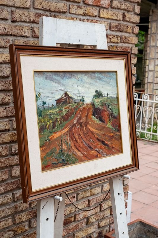 Pintura "Tierra Colorada" de Sergio Curto, Óleo sobre Lienzo 50x40 cm