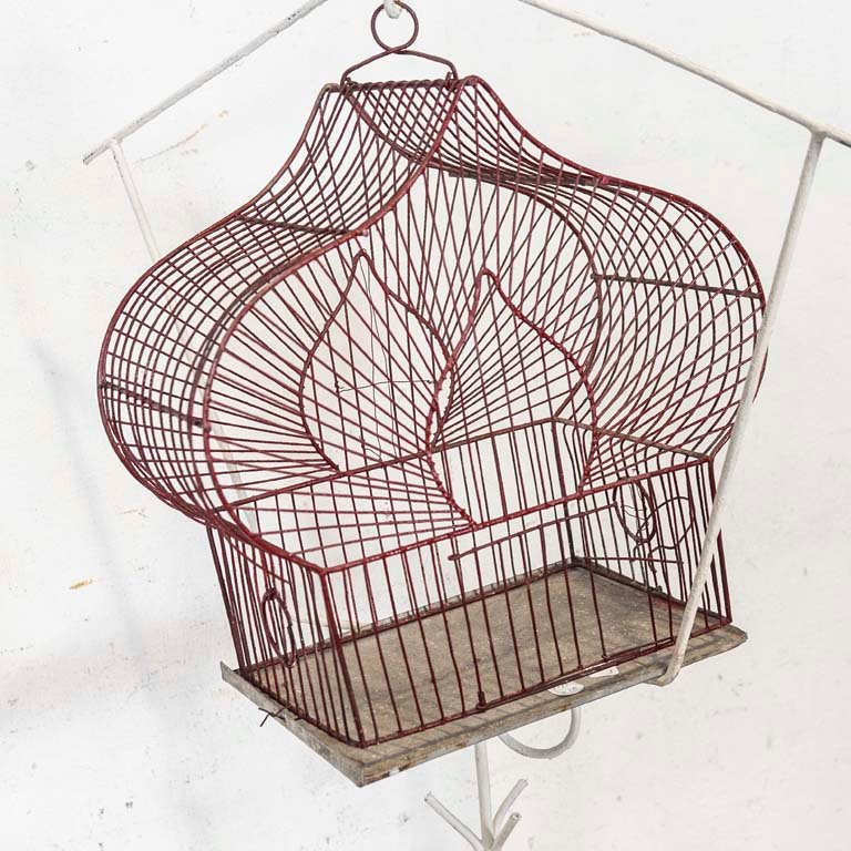 Pajarera con pie de hierro para decoración - imagen 2