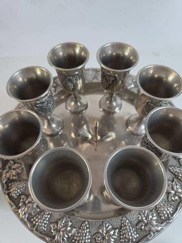 Juego divisor de vino Kiddush chapado en plata - imagen 7