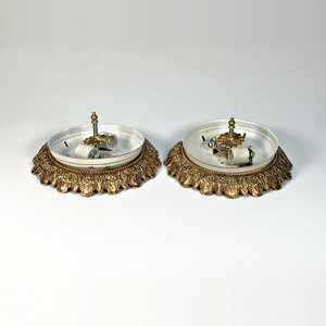 Par de Apliques de Techo Vintage Metal Dorado y Blanco - imagen 2