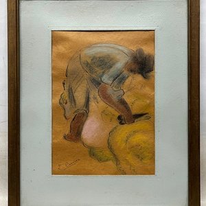 Obra "Esquilador" de José Cuneo, Pastel sobre Papel Firmado - imagen 2