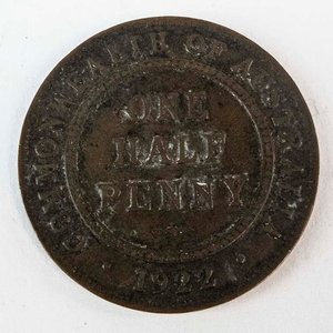 Moneda Australiana de Bronce 1/2 Penny de 1922 - Reinado de Jorge V - imagen 2
