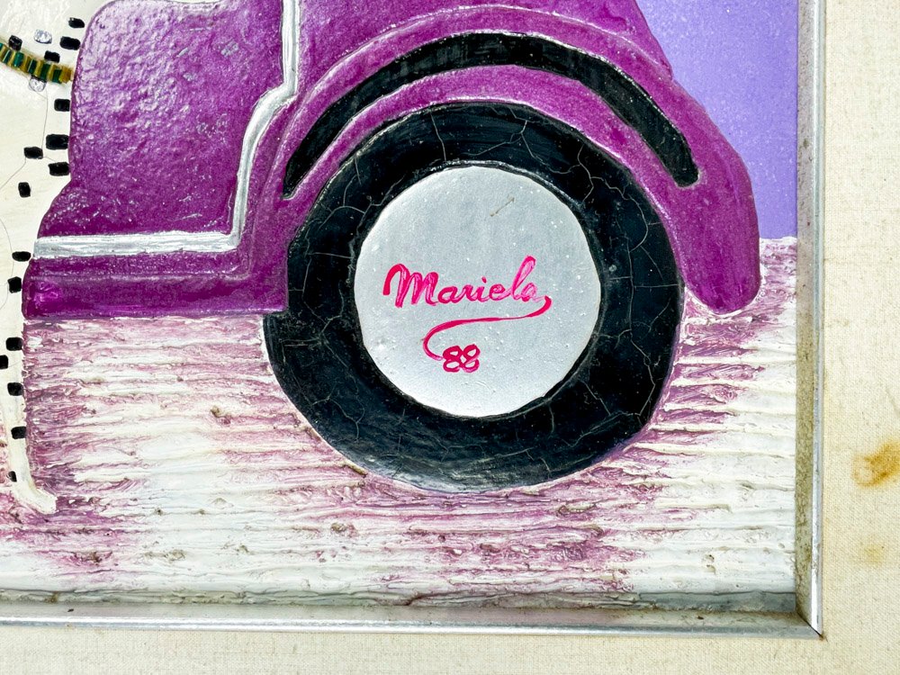Pintura de mujer y perro con coche - imagen 3
