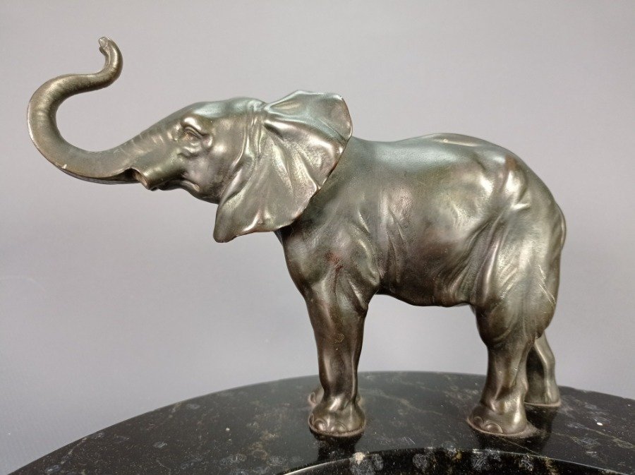 Figurita de elefante en metal con base de mármol - imagen 5