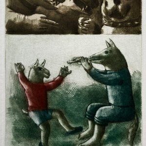 Lote anterior: Grabado "El cabrito y el lobo flautista" de Luis Alberto Solari - Edición 155/200